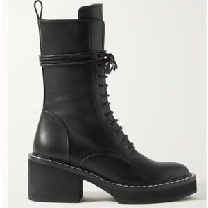KHAITE Cody black Leather Combat Boot US Size 39.5